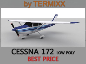 cessna 172 low poly skin 2 air aircraft airplane business game jet lower model plane private propeller termixx 3d print model - Mito3D