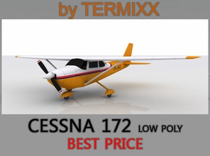 cessna 172-low-poly-Haut 4 172 Luft Flugzeug business Spiel jet niedrigere Modell poly private propeller Haut sport termixx 3d print model - Mito3D