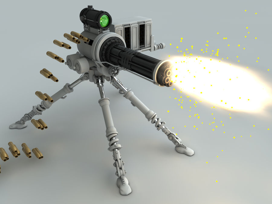 mitrailleuse gatling machine pistolet à canon alien le de la chaîne fi gratuite fiction l'avenir futuriste gatlin arme feu laser militaires mini modèle railgun sci science scifi scyrus vidéo l'arme 3D print model - Mito3D