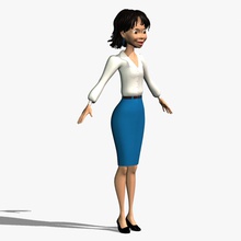 character girl 01 3d beautiful body business cartoon chick face female hair handsome human kind lady model people pretty skyart3d stylized woman young 3d print model - Mito3D