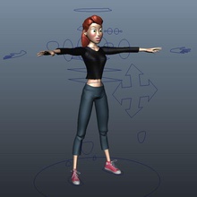 personagem de zoe animação o corpo caracollo dos desenhos animados controle ciclo feminino garota humanos comum senhora modelo equipamento esqueleto curta a mulher 3d print model - Mito3D