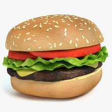 cheeseburger abramsdesign sığır eti bun burger peynir pişirilir hızlı gıda ızgara hamburger marul mcdonalds et model dışarı patty sandviç domates 3d print model - Mito3D