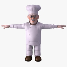 el chef de dibujos animados caricaturescos carácter cocinado cocina comer la grasa chicos humanos makeionesco masculino hombre modelo personas restaurante uniforme 3d print model - Mito3D