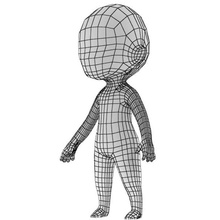 chibi base-mesh-02 02 anime base cartoon Charakter weiblich Mädchen Jungs Mensch lady niedrigere Männlich Mann mesh Modell poly toon twiesner Frau 3d print model - Mito3D