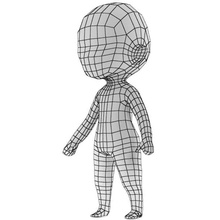 chibi base de malla el anime la dibujos animados carácter femenino niña chicos humanos señora inferior masculino hombre modelo poli toon twiesner mujer 3d print model - Mito3D