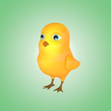 pulcino animale bird cartone animato carattere di pollo carino dahlia gioco più in basso modello rosa poli gallo 3d print model - Mito3D
