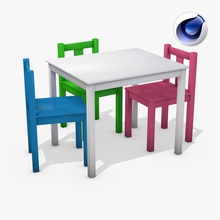 childrens table chairs 3d breakfast chair child cinema classic design dining diningroom dinner food furnishings furniture interior kid kitchen model modern playroo wemg 3d print model - Mito3D