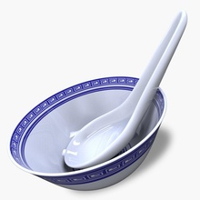 chinese bowl & spoon 3d asia cooked cookware coriander cup dragon food furnishings ginger japan kitchen model newlc noodle nosh onion restaurant rice soup spring ton ustensils winning 3d print model - Mito3D