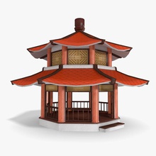 chinese pagoda architecture building decorative garden lower mattdowney model poly sanctuary structure temples tiered tower udk unity zen 3d print model - Mito3D
