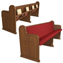 church pew bench behbef chair couch furnishings furniture game god interior maya model movie obj poly pray religious room seat sofa wood wooden 3d print model - Mito3D