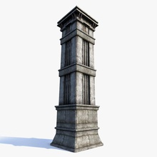 city tower 1 3dmmo apocalypse architecture concrete door exterior fence fi future game hightech lower model old poly post sci scifi structure town wall 3d print model - Mito3D