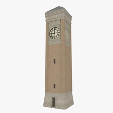torre do relógio de três texturizado americana arquitetura prédio clocktower o design exterior governo um marco inferior modelo idade poli escada estrutura symmetria3d textura 3d print model - Mito3D
