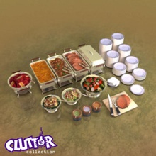 clutter-ziyafet büfe 001 ziyafet açık clutterbanquethall clutterclutter darmadağın toplama dinamik gıda hall kavram restoran düğün 3d print model - Mito3D