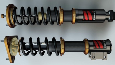 coilovers 3d absorber aftermarket car chassis coilover model parts race shock sport spring suspension tomanoman vehicle 3d print model - Mito3D