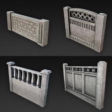 collection concrete fences architecture elements fence game graffiti kutejnikov lower lowpoly misc model pack pbr poly ready real stone structure time udk unity vr wall 3d print model - Mito3D