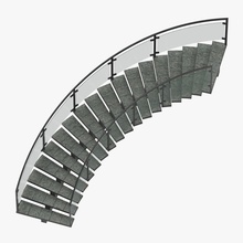 commercial staircase curved architecture building curve elements emergency escape exit exterior footstep forge house iron metal model rail realistic safety stairs steel step studios tornado 3d print model - Mito3D