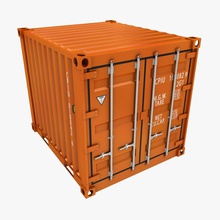 container 10ft low poly orange 20ft 3dror cargo crane crate docking game industrial logistics lower model port ready scanline sea shipping trailer train transport transportation vray 3d print model - Mito3D