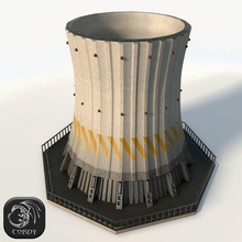 cooling tower 3d architecture atomic big building chimney city cool cordy factory fuel game industrial industry lower max model obj plant poly ready smoke tall wide 3d print model - Mito3D