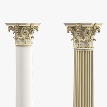 korinthischen Säulen Antike gewölbt Architektur archstyle Barock base Kapital classic die klassische Spalte Elemente Flöte Griechisch Blatt Modell Putz renaissance traditionellen 3d print model - Mito3D