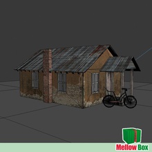 cottage architettura moto box edificio la cabina di concreto esterno casa capanna log mellow il metallo modello vecchio shack struttura legname in legno 3d print model - Mito3D