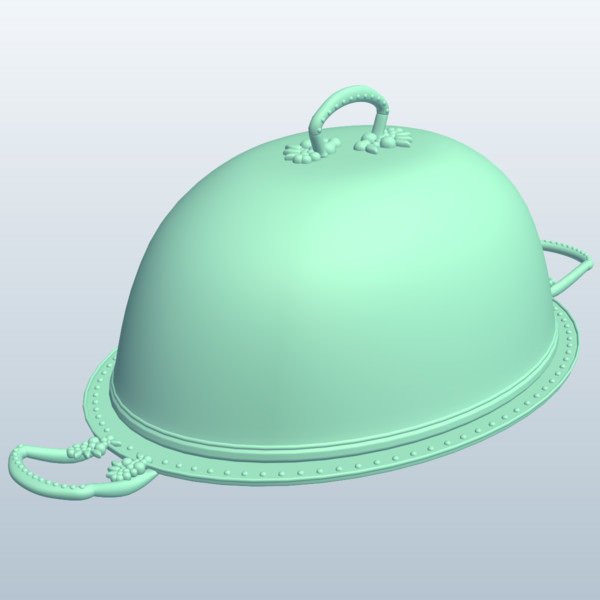 coveredservingplatter v1 hizmet platter kaplı ev öğeleri yazdırılabilir lowpoly eşyaları 3D print model - Mito3D