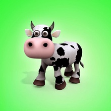 cow 3d animal batkhaan bull cartoon character farm funny holstein live mammal milk model nature real silly simple toon 3d print model - Mito3D