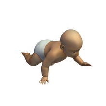 crawlingbaby v1 baby Crawlen pose Menschen bedruckbar ist lowpoly 3d print model - Mito3D
