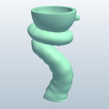 creaturehandwithbowl octopus v1 yaratık el kase ahtapot yenilik yazdırılabilir lowpoly 3d print model - Mito3D