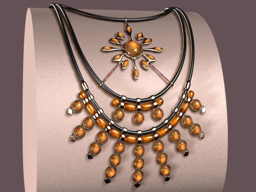 crinis necklace accessory african amber beeds chain character clothes female jewellery jewels light link model neck necklaces out pendant shoulder snake stone 3D print model - Mito3D