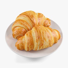 croissant 4 bagel baked bread breakfast bun coffee crusted dinner dough flacky food fresh gold loaf long lunch model ms dessi napkin plated roll 3d print model - Mito3D
