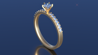 crowned ring blender jewelry diamond engagement jewellry rose gold stone wedding 3d printable accessories 3d print model - Mito3D