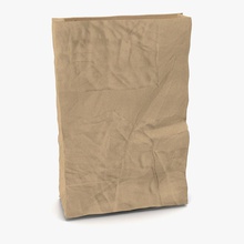 crumpled fast food paper bag 3d molier blank box brown container crush empty grocery international lunch model old pack packaging retail sack shop snack trash vray 3d print model - Mito3D
