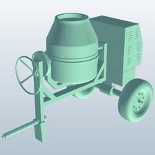 cubic foot diesel concrete mixer v1 12 tools equipment printable lowpoly 3d print model - Mito3D