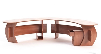 curva de mesa escritório 3dready secretária o detalhe mobiliário móveis modelo office photoreal textura madeira estação trabalho 3d print model - Mito3D