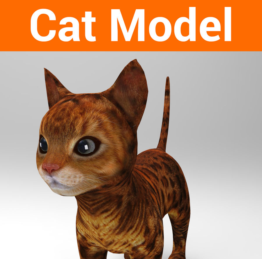 cute cat model animal feline game kitten kitty leopard lion mammal maya modellow mouch001 orange poly puppy ready siamese spotted tabby tiger 3D print model - Mito3D