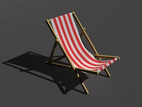 deck chair beach cloth fabric furnishings furniture model poolside seaside stripes werewolf3dstudio wooden 3d print model - Mito3D