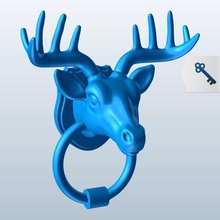 cabeza de ciervo la puerta aldaba v1 los ciervos decoraciones imprimible lowpoly 3d print model - Mito3D