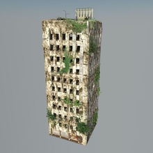 destroyed building ruin 78kidbilly apocalypse apocalyptic architecture destroy model plant scifi skyscraper structure 3d print model - Mito3D