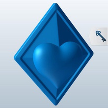 diamante do coração, v1 lapela pin coração vestuário printable lowpoly 3d print model - Mito3D