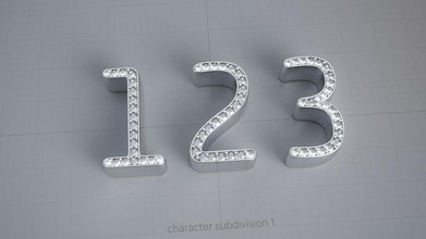 diamanti alfabeto numeri 0 1 2 3 4 5 6 7 8 9 anniversario carattere collezione la decorazione diamante gioielli modello numero platin argento tsthomas 3d print model - Mito3D