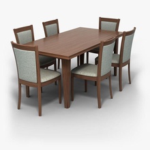 dining table chair set armchair desk dinner emrea furnishings furniture interior model room scanline seat sit vray wooden 3d print model - Mito3D