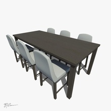 mesa de jantar com cadeiras bjwprinsen prédio cadeira tecido alimentos mobiliário móveis a casa modelo restaurante o quarto definir tabela madeira 3d print model - Mito3D