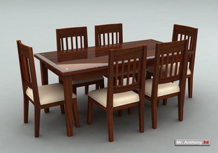 dining table set anthony chair dinner dinning eat food furnishings furniture kitchenware model mr 3d print model - Mito3D