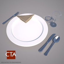 dinning set ae architecture cta dining elements flatware food fork furnishings glass kitchen knife model napkin plated spoon table tableware wine 3d print model - Mito3D