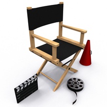 director's equipment 3degestar architecture chair chalkboard designer director elements film folding furniture horn megaphone model movie product producter reel s seat theater timber 3d print model - Mito3D