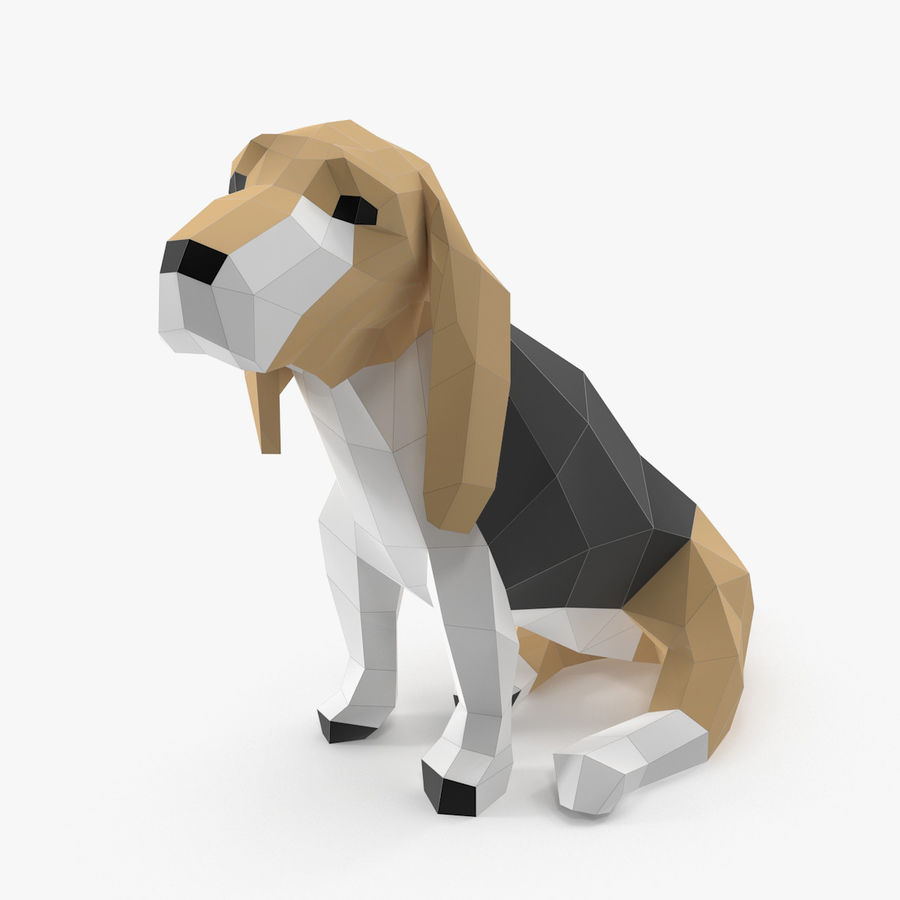 Hund Papier Tier basset beagle canine Karton Handwerk Dekor design folding hounds Innenraum niedrigere Modell papercraft pepakura poly sculpt Skulptur spaniel entfalten unry 3D print model - Mito3D