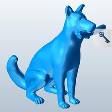 perro sentado palo de su boca v1 stick a los animales imprimible lowpoly 3d print model - Mito3D