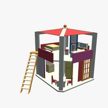doll house v3 house1 toys printable lowpoly 3d print model - Mito3D