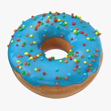 donut 01 - azul cozido padaria o pequeno-almoço doces produtos de confeitaria creme a sobremesa alimentos vidros mercearia modelo pastelaria cor-de-rosa polvilhe morango estúdios tornado 3d print model - Mito3D