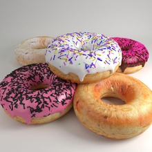 donuts gebacken wird Bäckerei - Getränk blender Frühstück cg Süßwaren dessert donut doughnut teigig Essen braten verglast ist gut Lebensmittelgeschäft Meister Modell Gebäck streuen Sie 3d print model - Mito3D